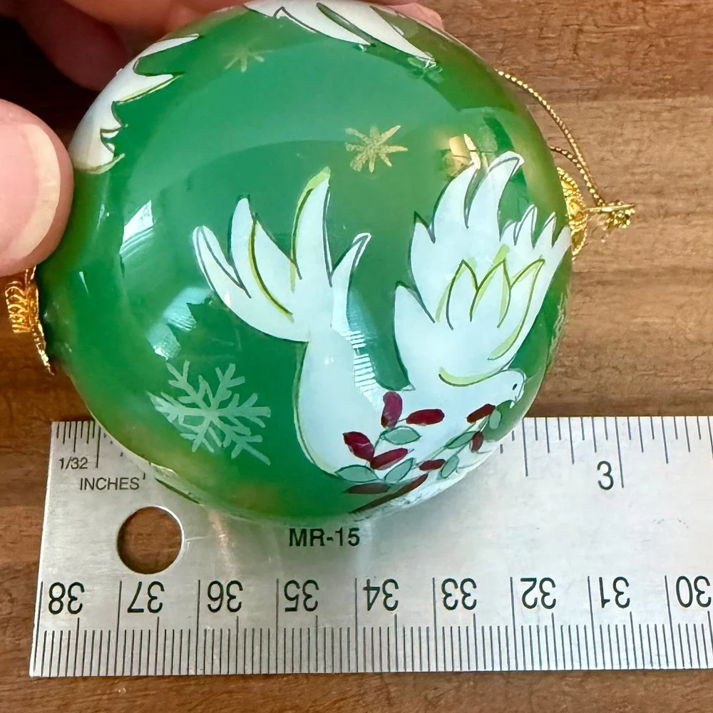 Pier 1 Li Bien 2013 Dove of Peace Hand Painted Glass Collectible Ornament w/ Box